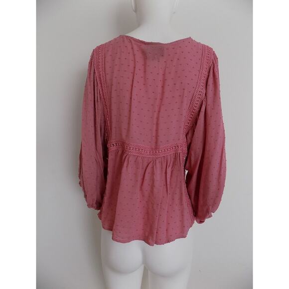 LIV Los Angeles boho top peasant blouse size Large embroidered - Picture 5 of 10